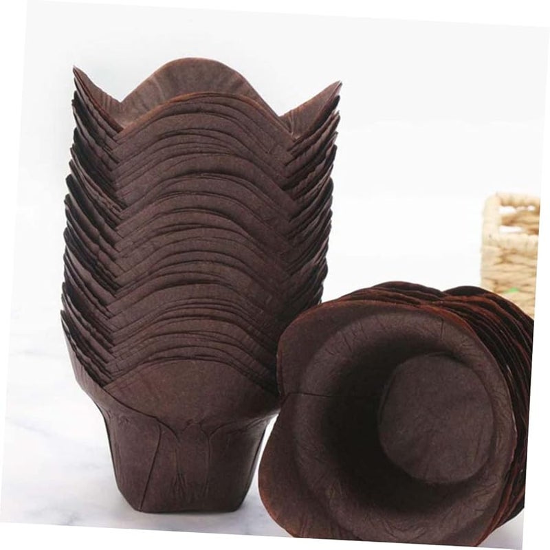Gatuida 100pcs Greaseproof Cupcake Liners Medium Size Lotus Style Baking Paper Cups - Image 5
